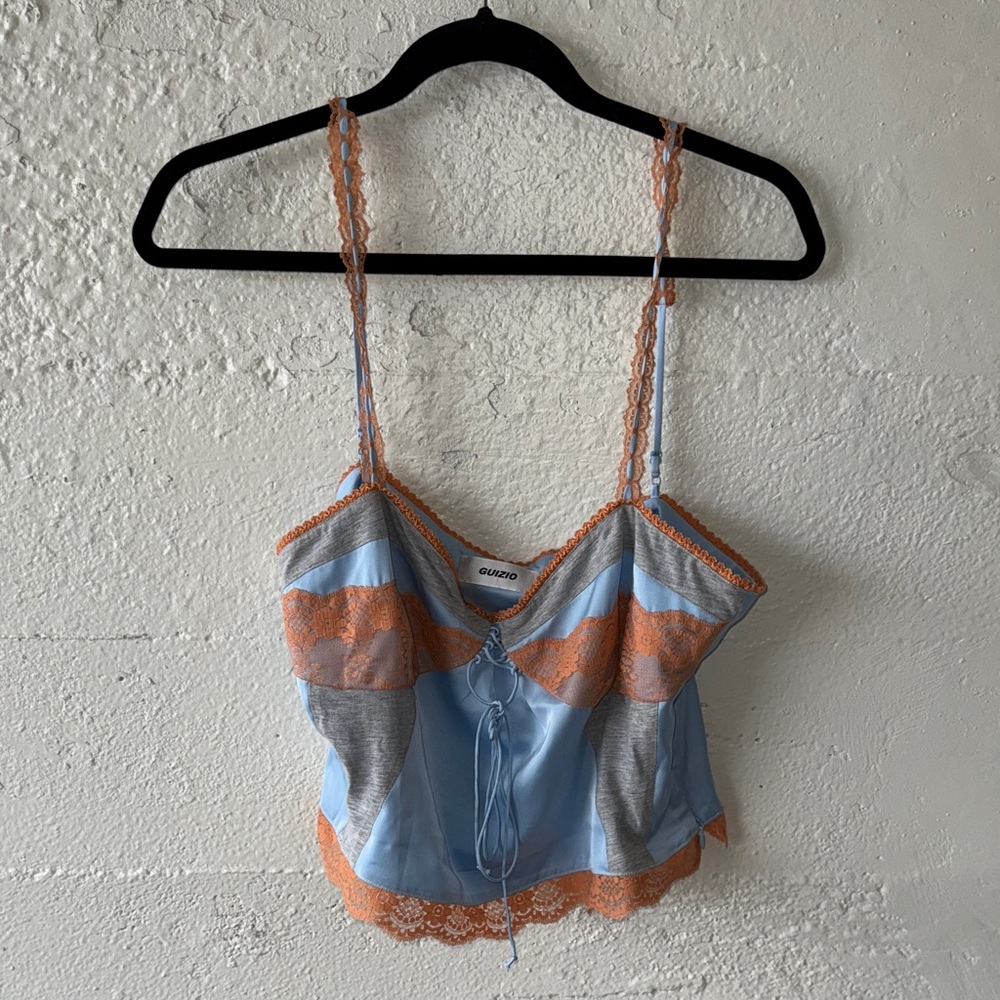 Guizio Blue and Orange Lace Camisole